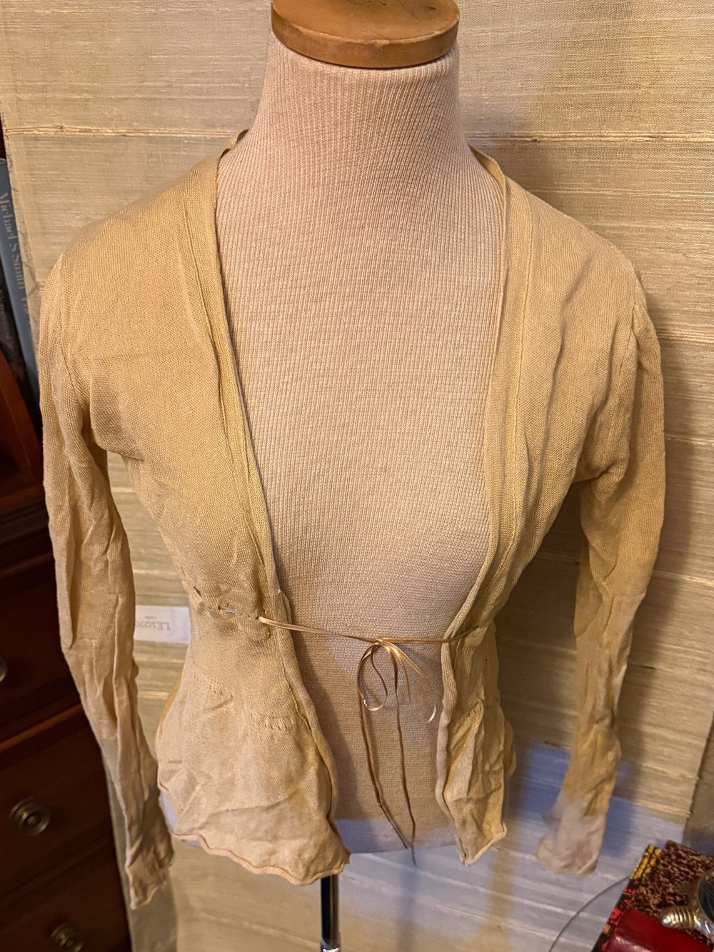 BECCA Beige Tie-Front Lightweight Cardigan
